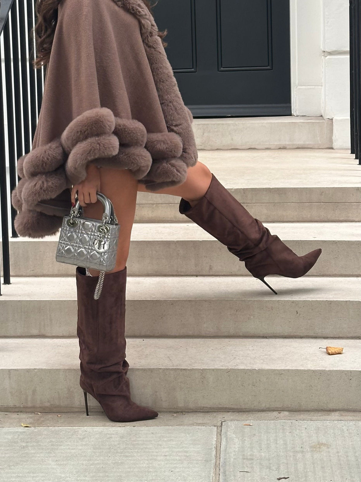 ‘BOSTON‘ suede knee high boots - Chocolate