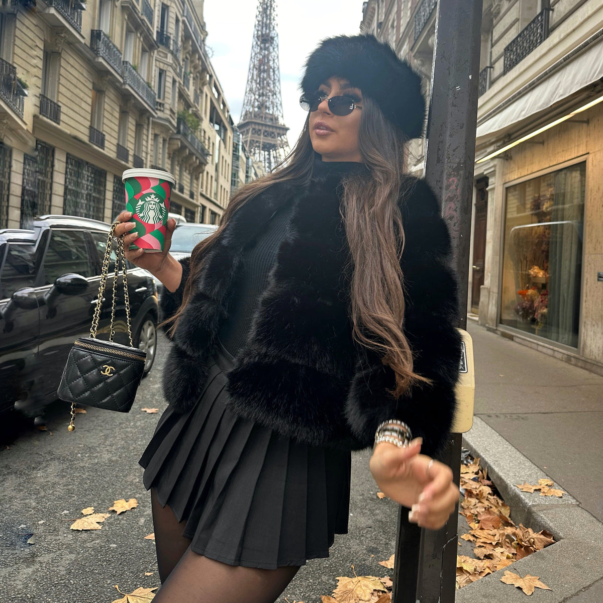 ‘FASHION WEEK’ Faux Fur Coat - Black
