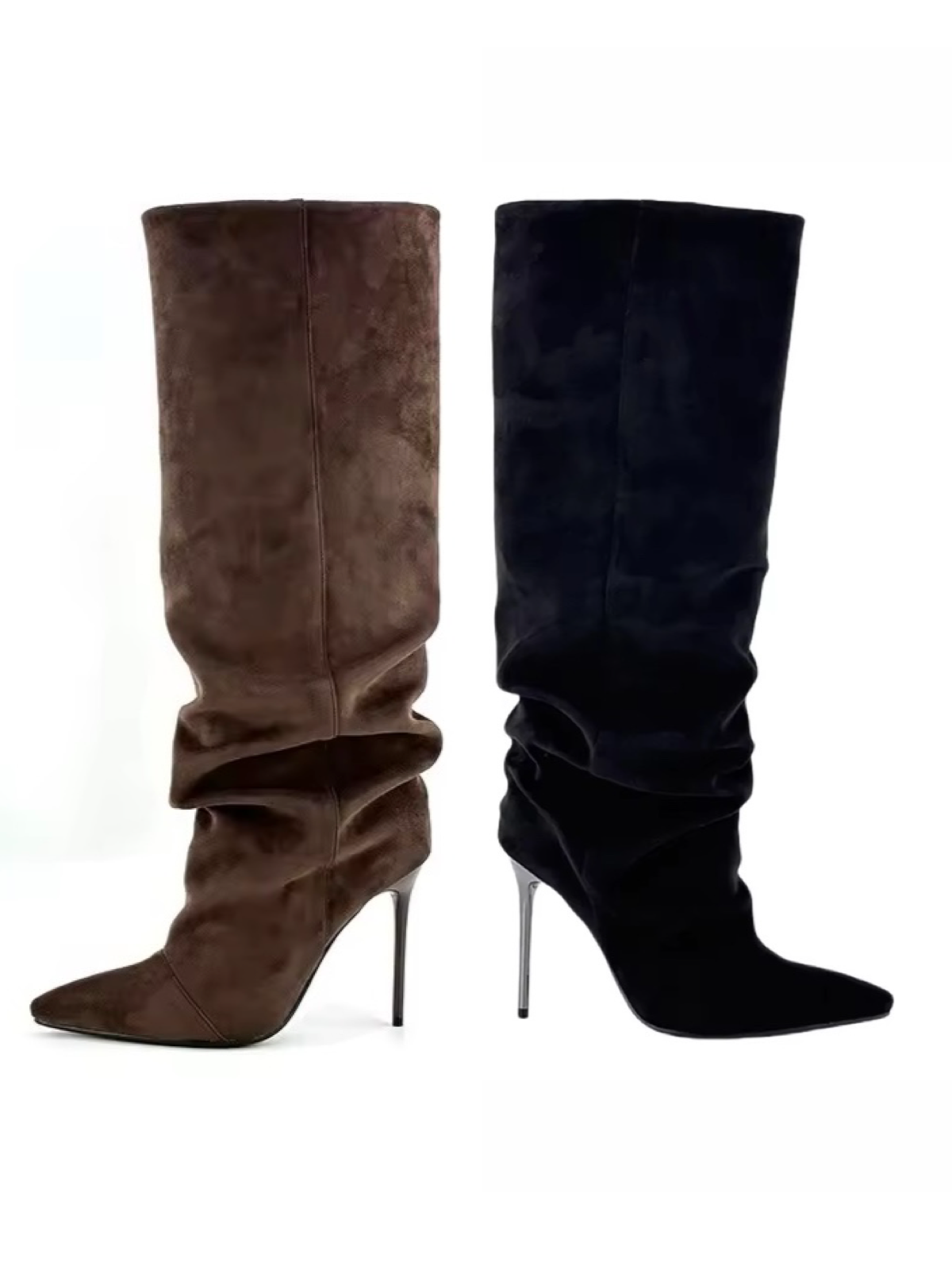 ‘BOSTON‘ suede knee high boots - Chocolate