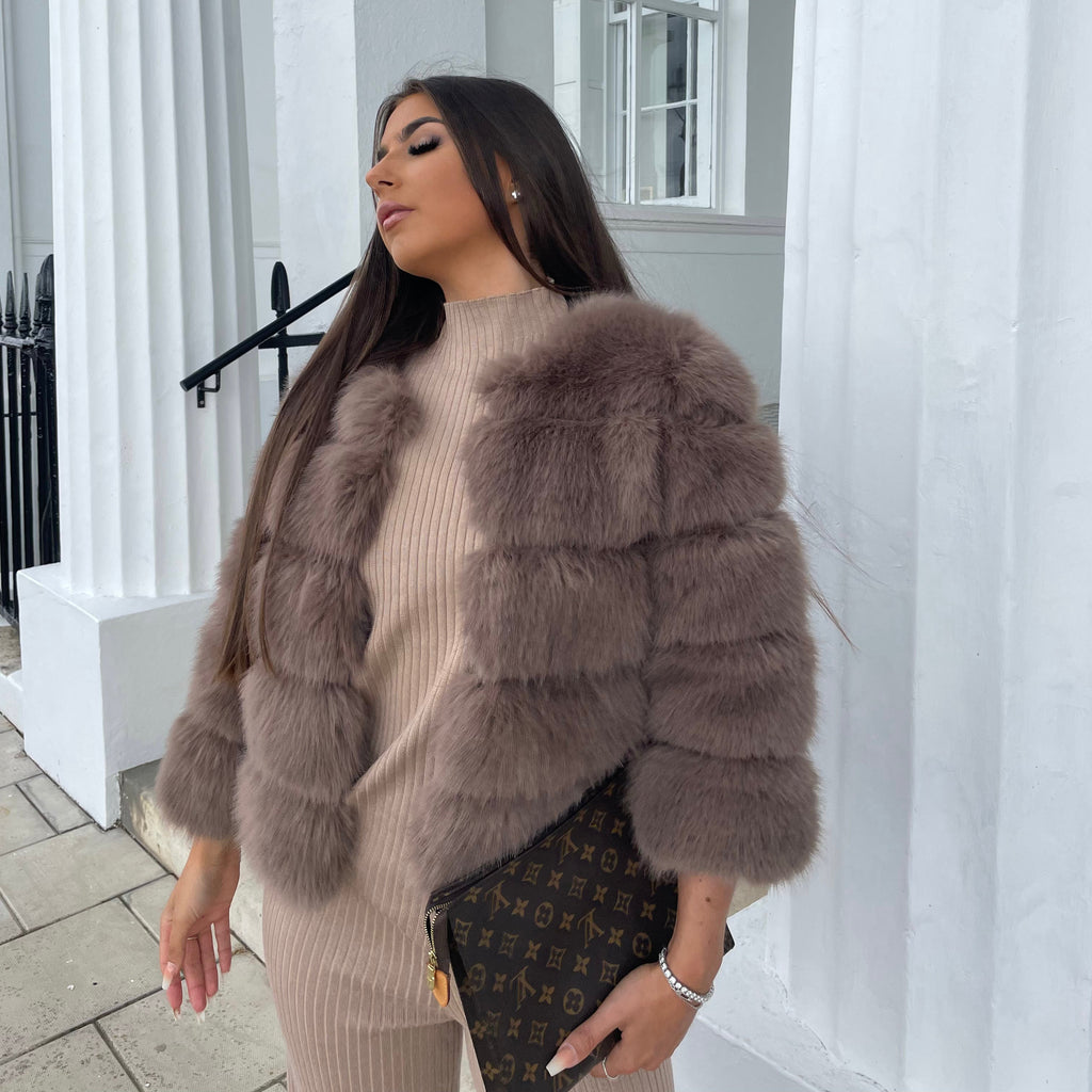‘FASHION WEEK’ Faux Fur Coat - Mocha
