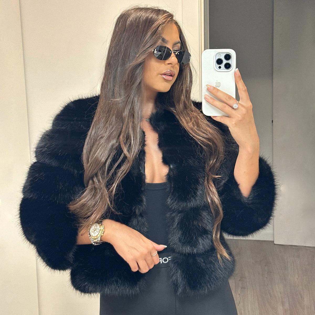 ‘FASHION WEEK’ Faux Fur Coat - Black
