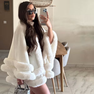 VIP Faux Fur Cape White